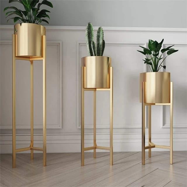 Golden color planters set 32 * 27 * 21-V Home Decor