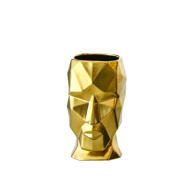 American Modern Golden Abstract Human Face Vase