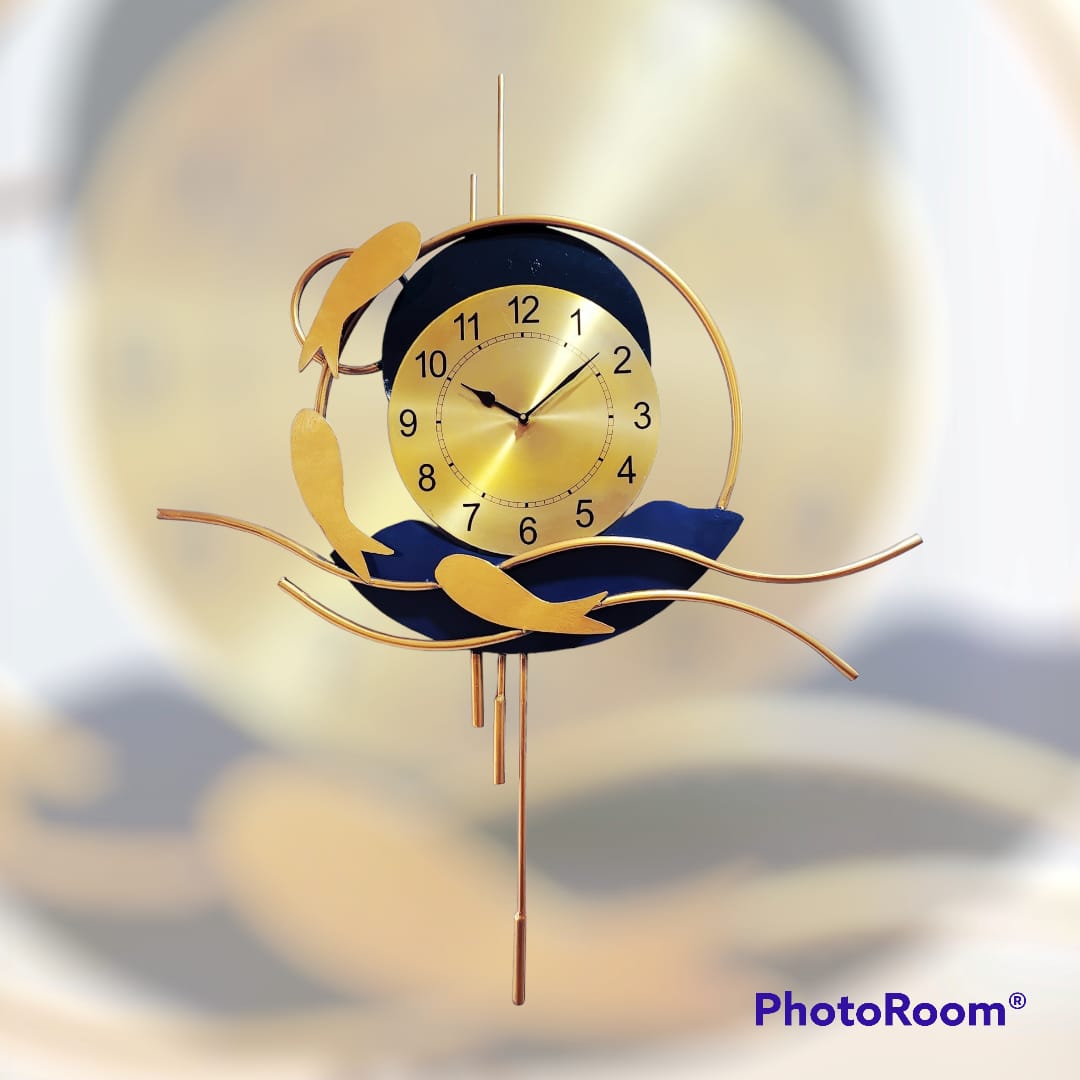 Wave Fishes Wall Clock 40*32*2-V Home Decor