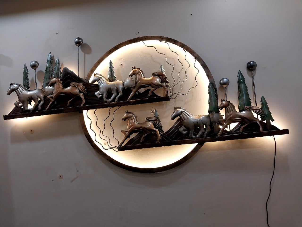 7 running Horse Ring Moon Wall Decor 58*30-V Home Decor