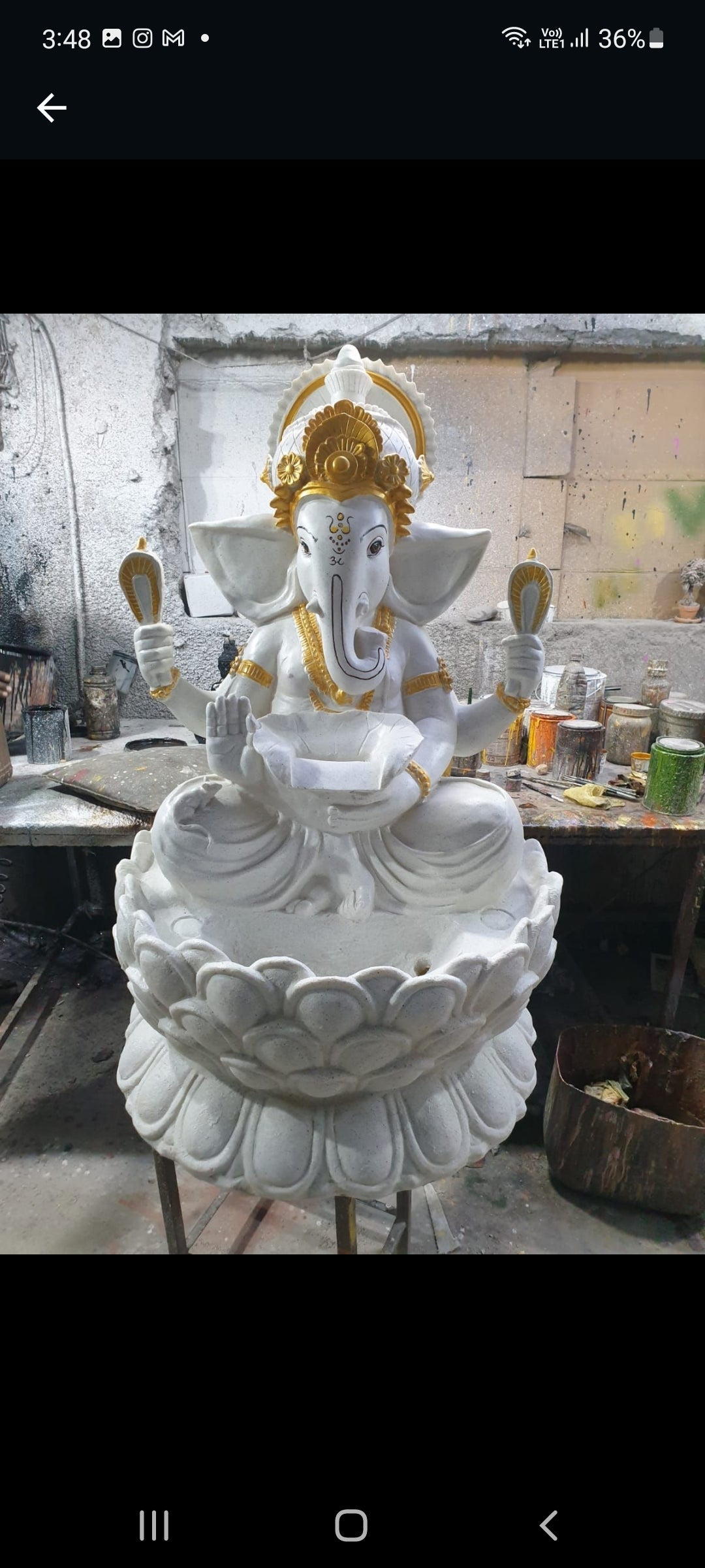 Fiber Ganesh Fountain 42*24-V Home Decor