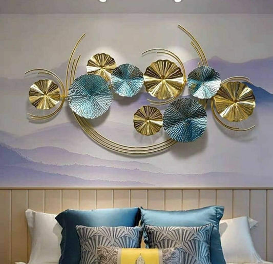 Golden and Blue Plates 48*24-V Home Decor