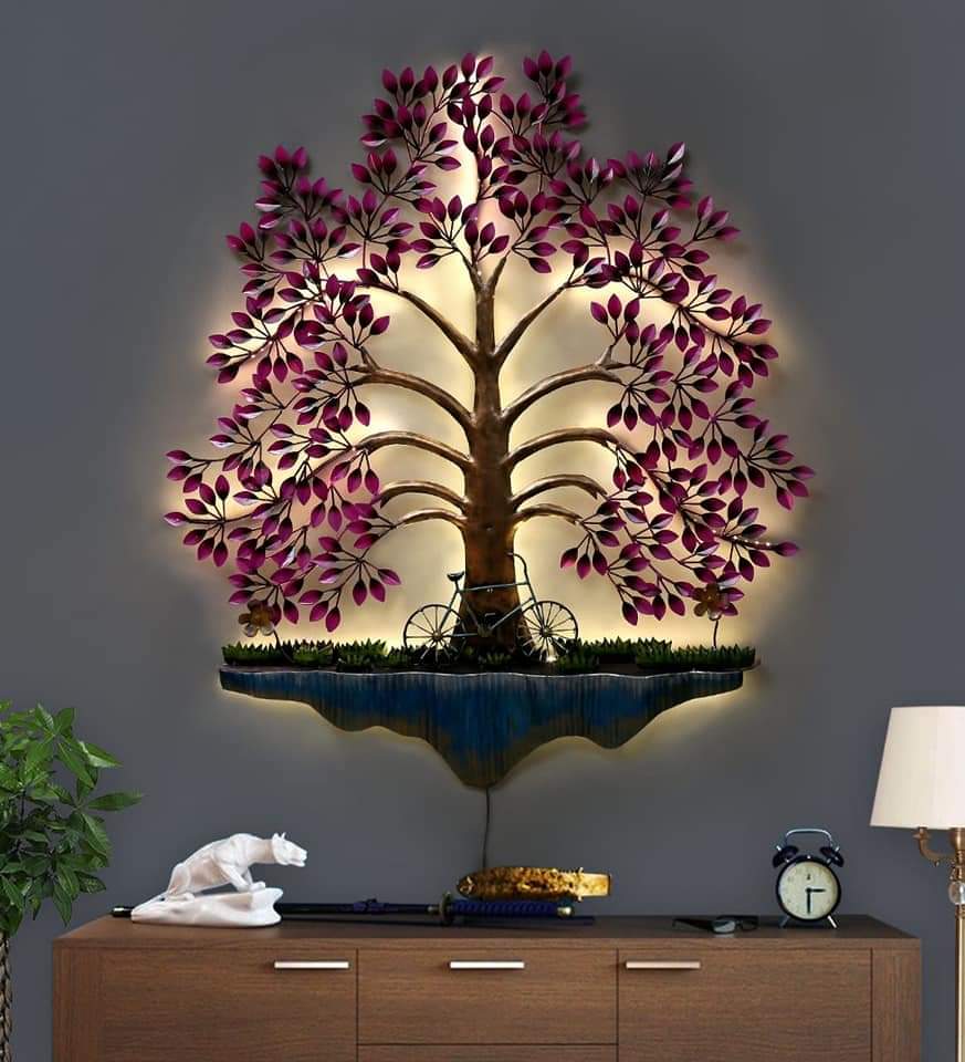 Pink Cycle Tree Wall Decor 32*2*50-V Home Decor