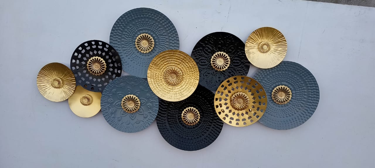 Black N Grey Ring Plates 24*48-V Home Decor