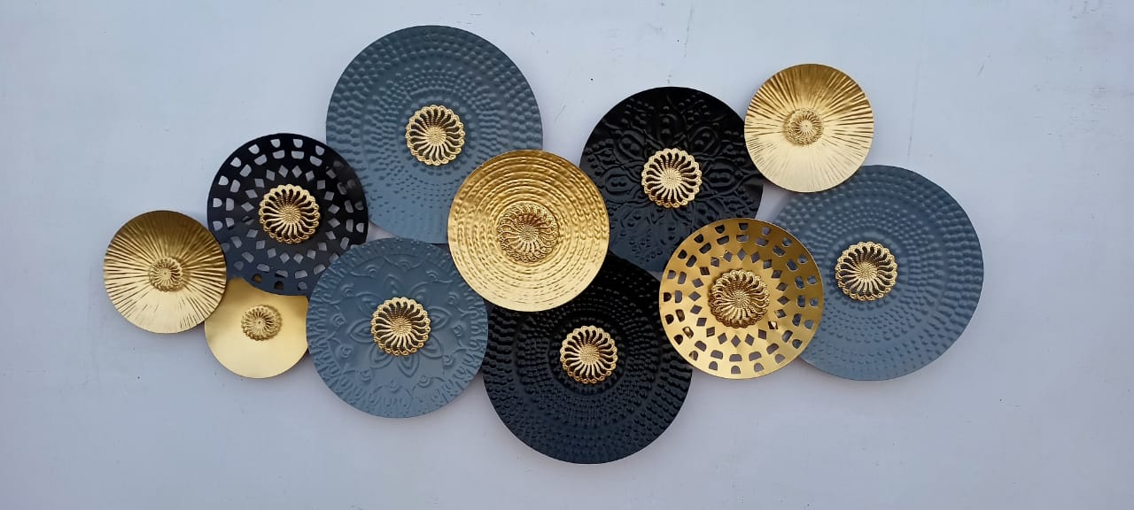 Black N Grey Ring Plates 24*48-V Home Decor