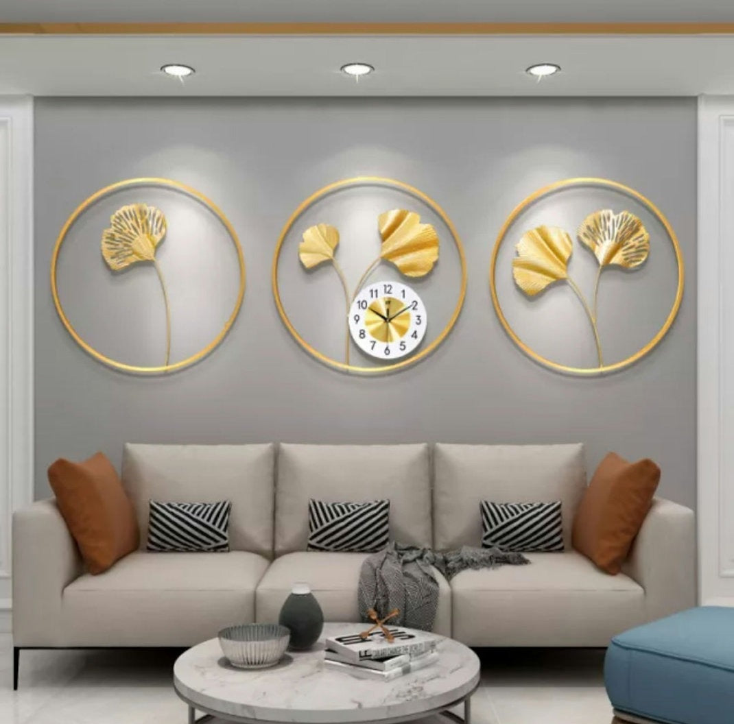 Ginkgo Ring Clock Set Of 3 20*20-V Home Decor