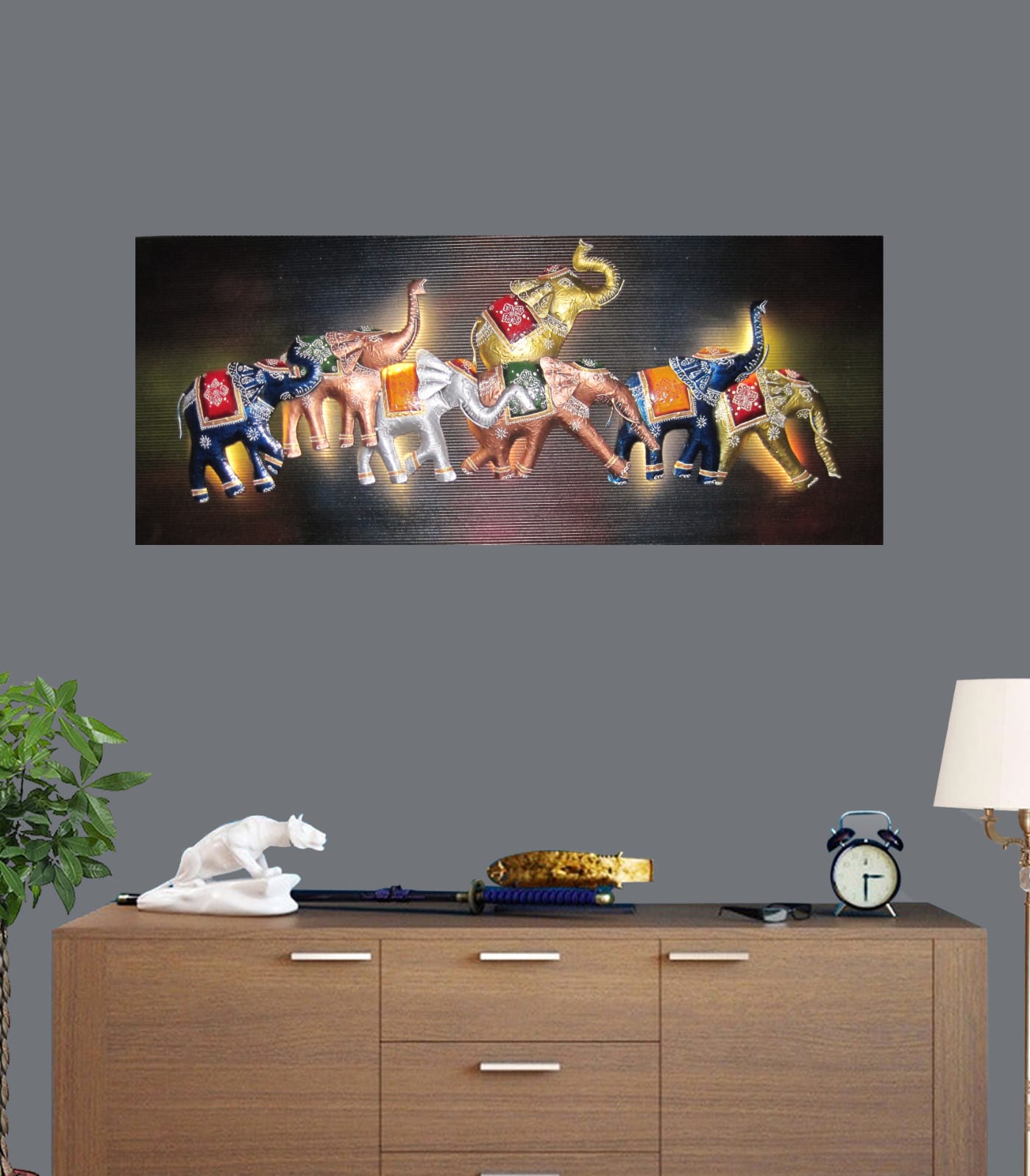 Metal Elephant Family 20*3*48-V Home Decor