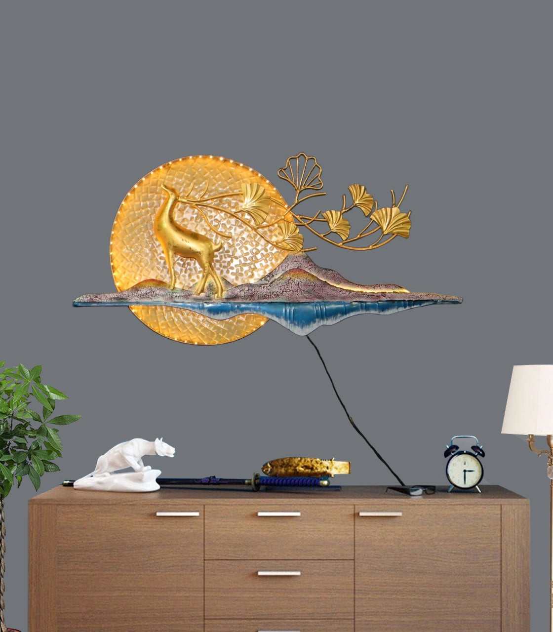 Rising Sun Deer Wall Decor 18*36-V Home Decor