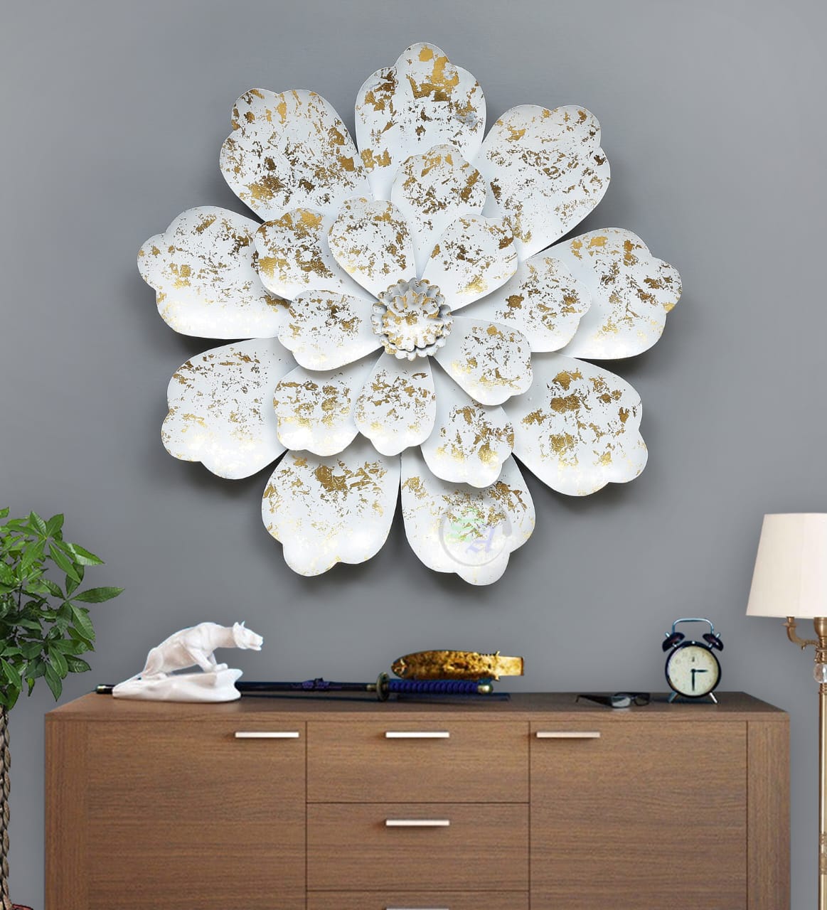 White flower Wall Decor 25*3*25-V Home Decor