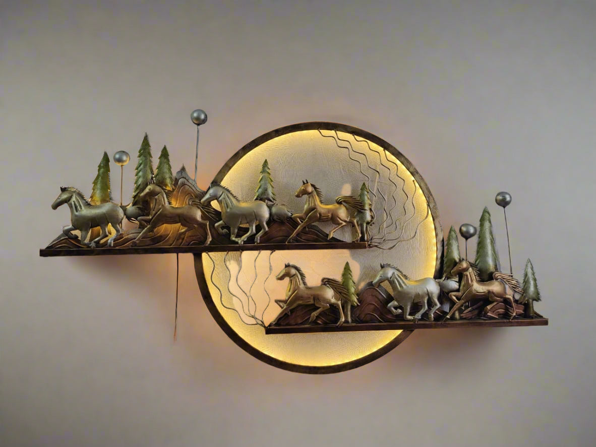 7 running Horse Ring Moon Wall Decor 58*30-V Home Decor