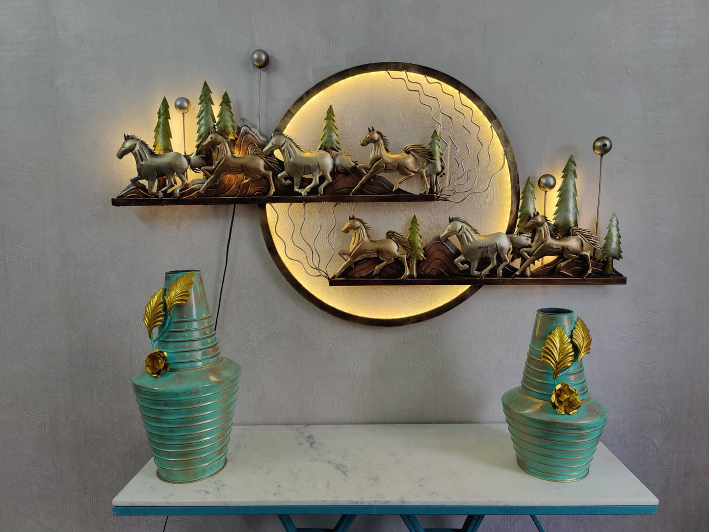 7 running Horse Ring Moon Wall Decor 58*30-V Home Decor