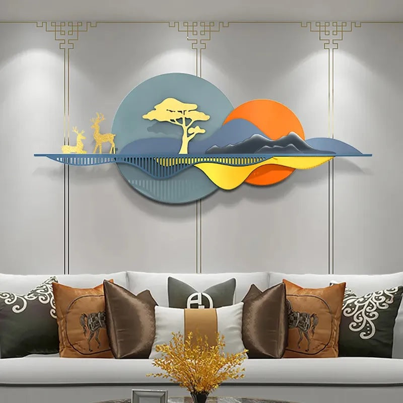 Mountain Deer Sun Set Wall Decor 52*20-V Home Decor
