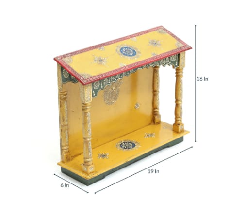 Wooden Yellow Mandir 6*19*16-V Home Decor