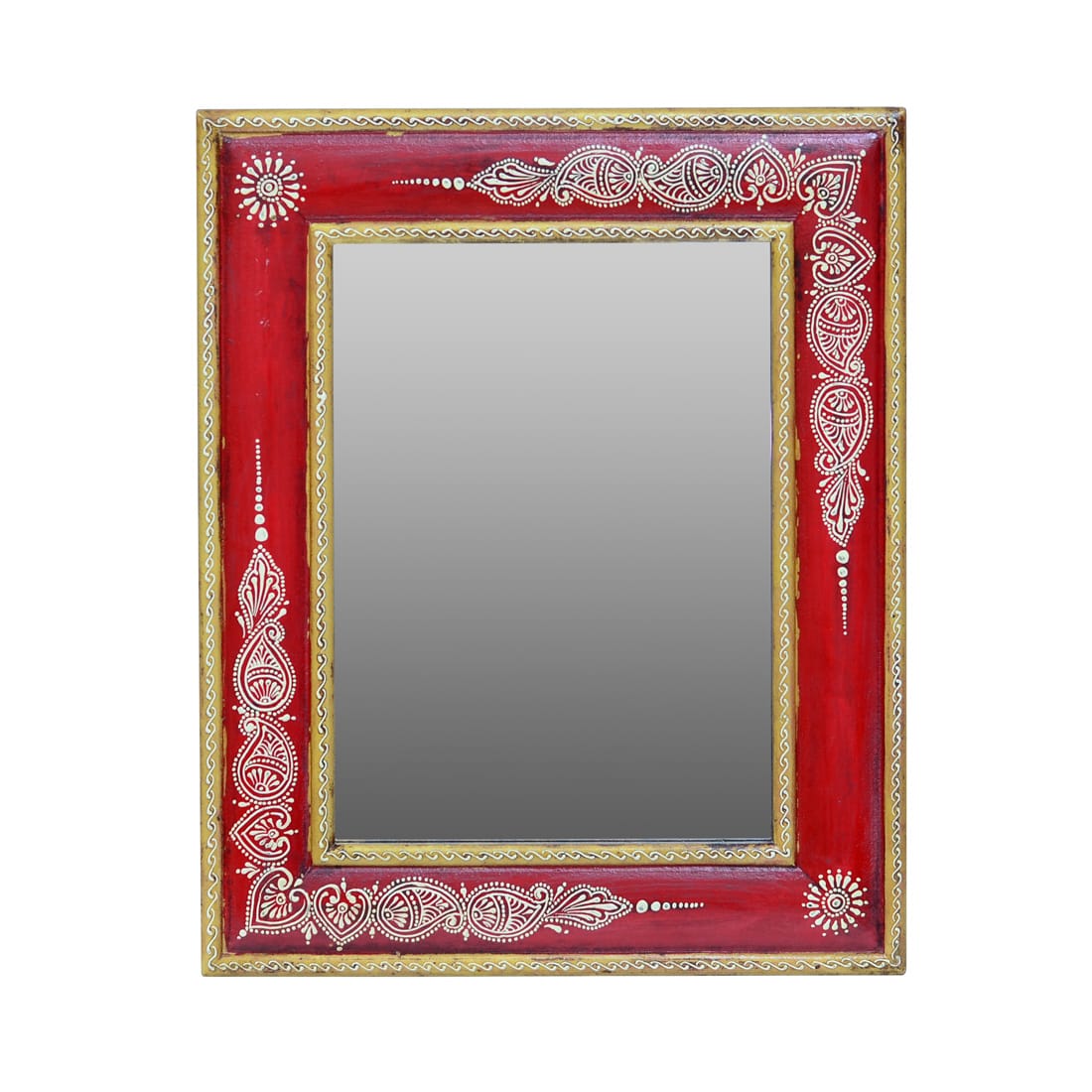 Antique Wooden Red Mirror 13*16*1-V Home Decor
