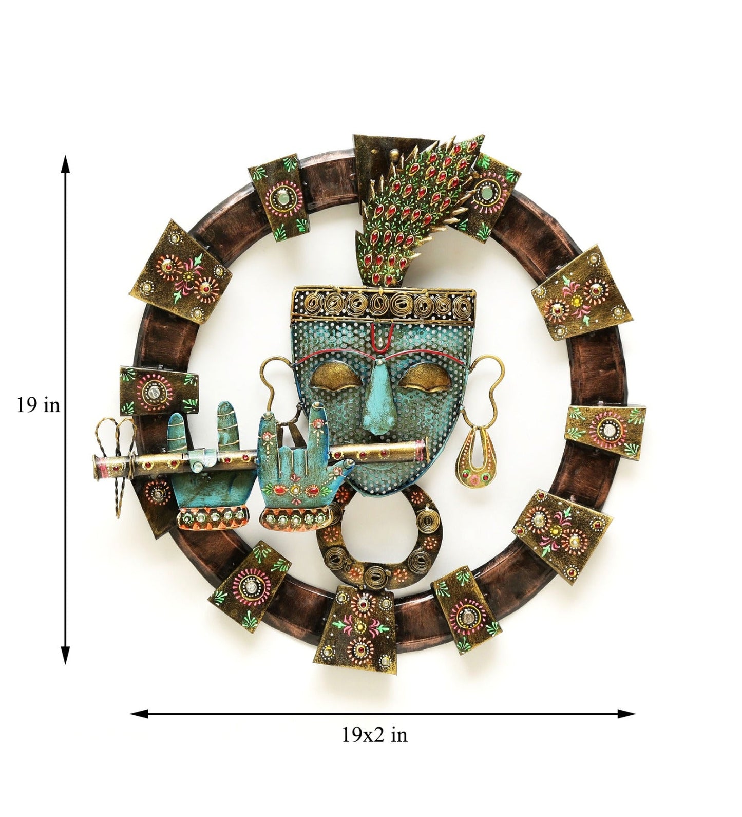 Blue Krishna Bansuri 19*19-V Home Decor