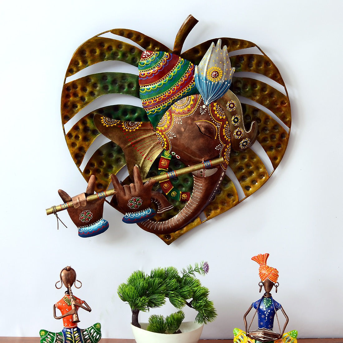 Leaf Ganesh Wall Decor 20*20*4-V Home Decor