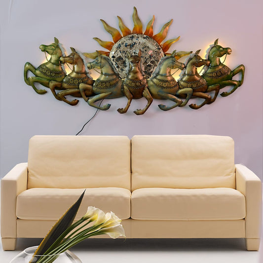 Good Luck Sun 7 Horse 23*4*47-V Home Decor