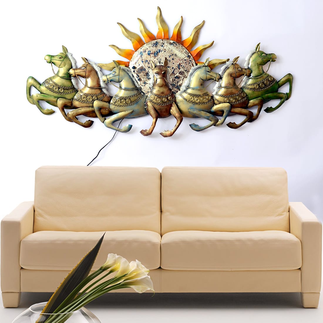 Good Luck Sun 7 Horse 23*4*47-V Home Decor