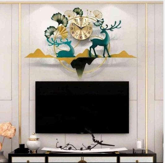 Green Mountain Deers Clock 28*48-V Home Decor