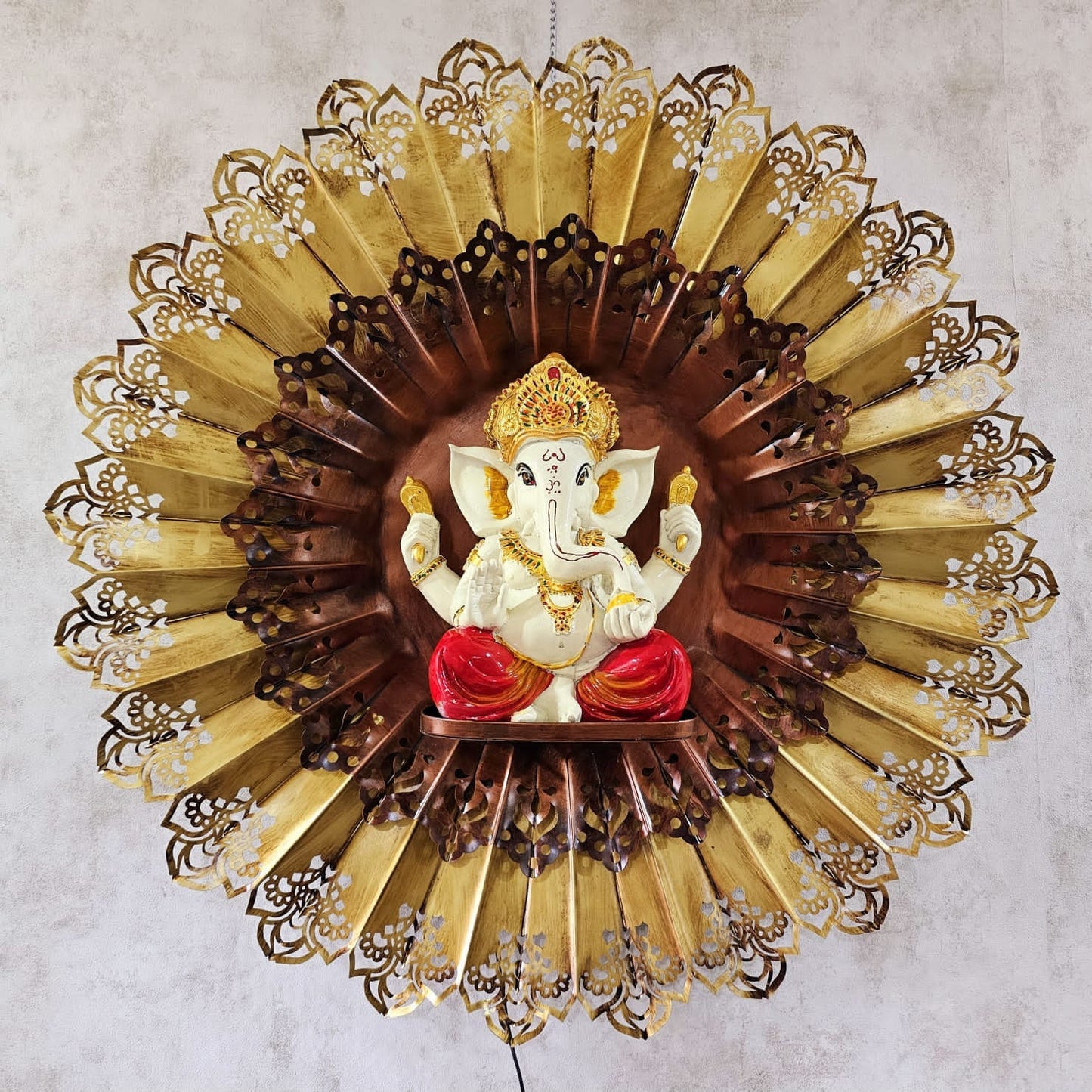 Ganesh ji  With Flower Background 36×36×12-V Home Decor