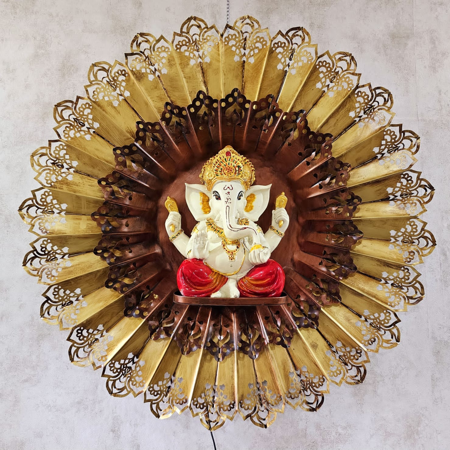 Ganesh ji  With Flower Background 36×36×12-V Home Decor