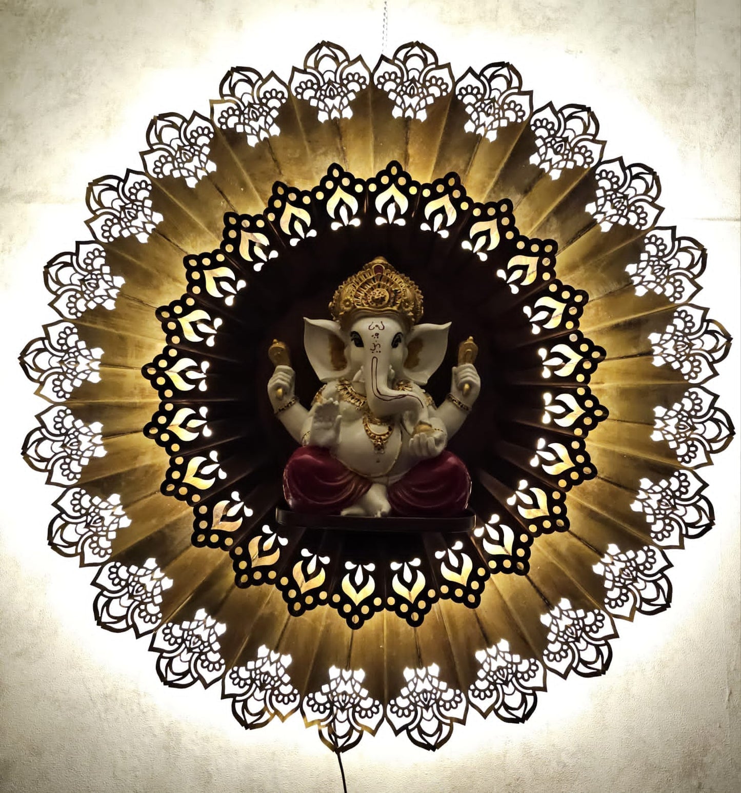 Ganesh ji  With Flower Background 36×36×12-V Home Decor
