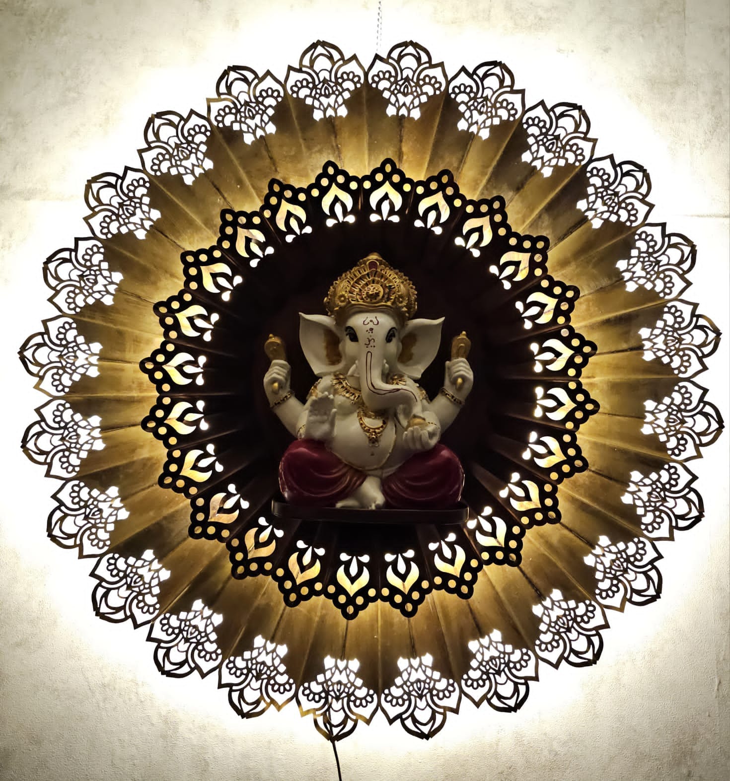 Ganesh ji  With Flower Background 36×36×12-V Home Decor