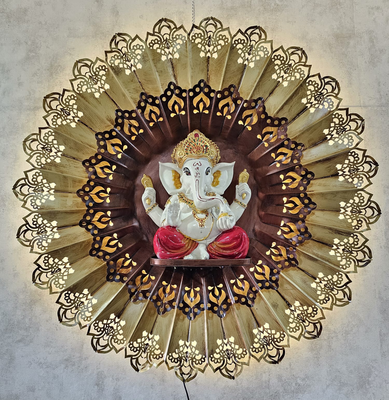 Ganesh ji  With Flower Background 36×36×12-V Home Decor