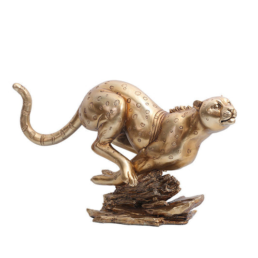 🎁 Abstract Gold Panther Sculpture Geometric Resin Leopard Statue Home Office (100% off)