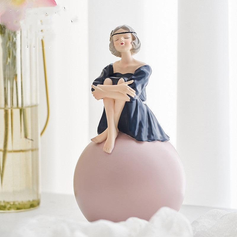 Cute Resin Bubble Girl Character Statue Model Ornaments Home Decoration