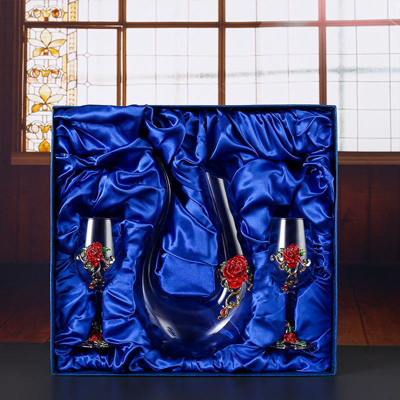 Household Enamel Colored Crystal Glass Red Wine Glass High Footed Glass