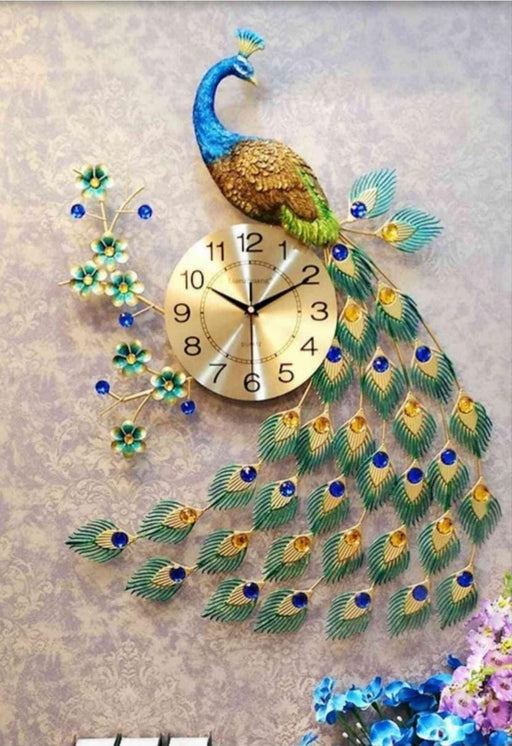 Flower Vertical Peacock Clock 28*25