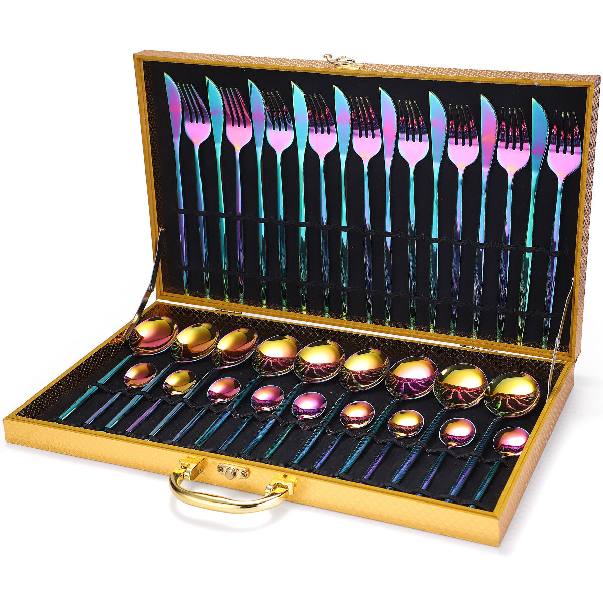🎁 36-piece Stainless Steel Tableware Wooden Box Gift Box Set (100% off)