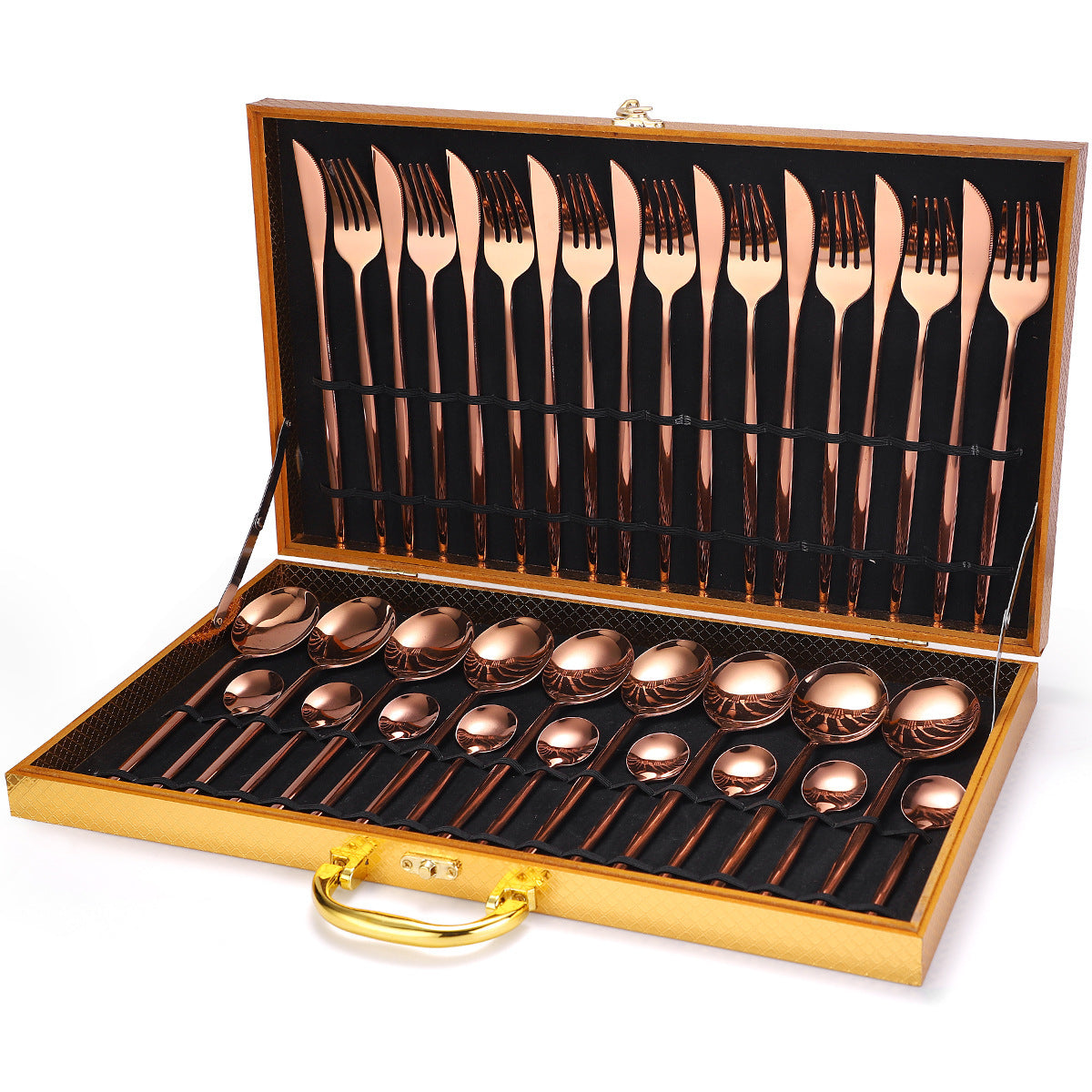 🎁 36-piece Stainless Steel Tableware Wooden Box Gift Box Set (100% off)
