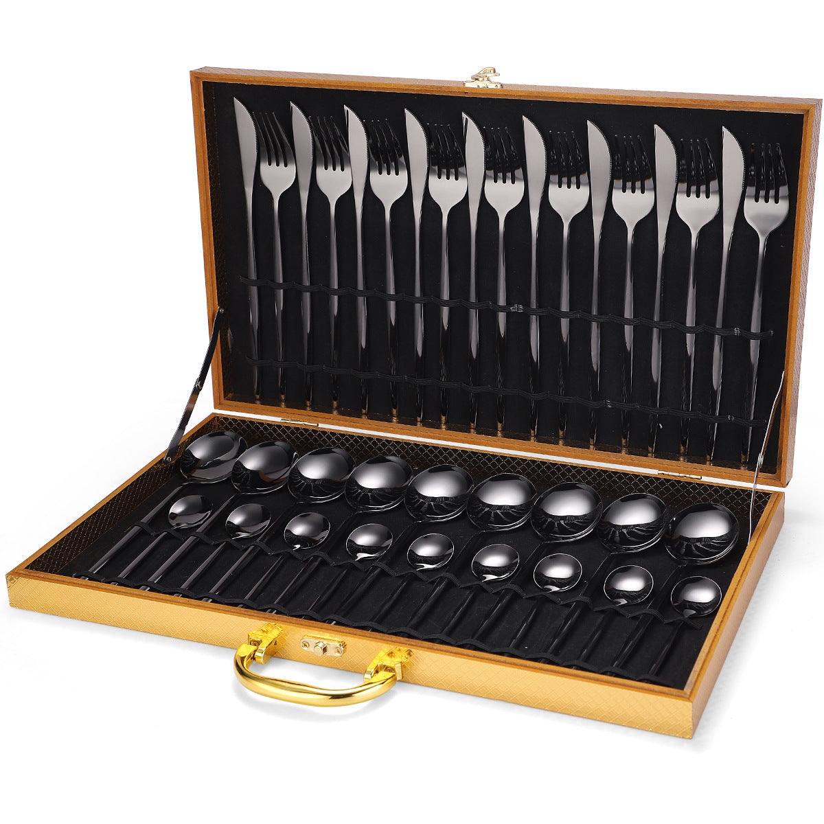 🎁 36-piece Stainless Steel Tableware Wooden Box Gift Box Set (100% off)
