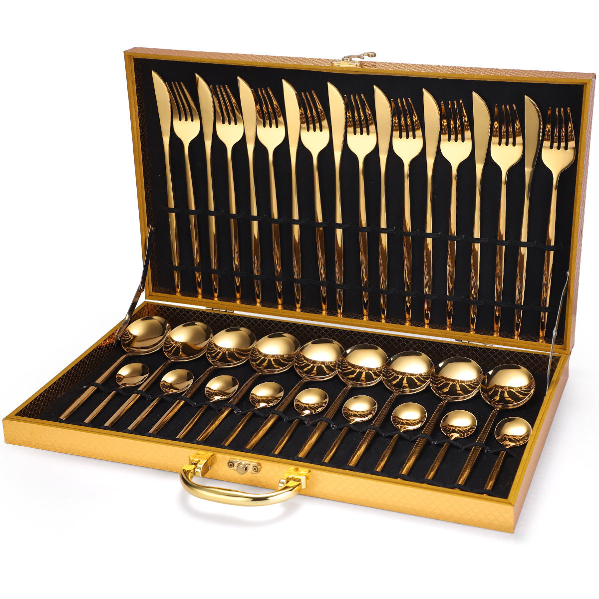 🎁 36-piece Stainless Steel Tableware Wooden Box Gift Box Set (100% off)