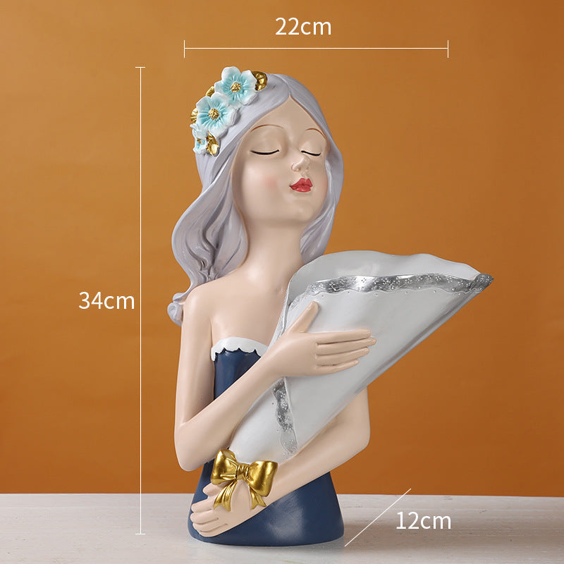 🎁 Creative Bouquet girl Decoration Living Room TV Cabinet Flower Arrangement Vase Soft Resin Crafts Girlfriend Birthday Gift (100% off)