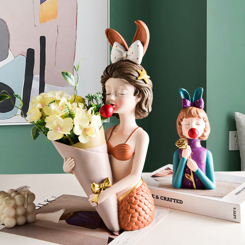 🎁 Nordic Style Bubble Girl Resin Flower Vase Ornaments (100% off)