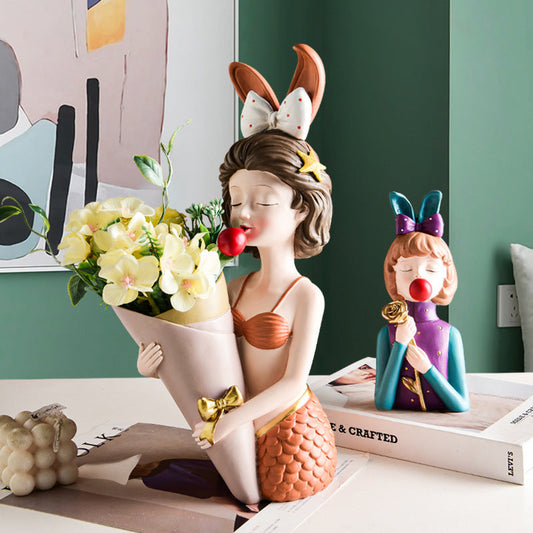 🎁 Nordic Style Bubble Girl Resin Flower Vase Ornaments (100% off)