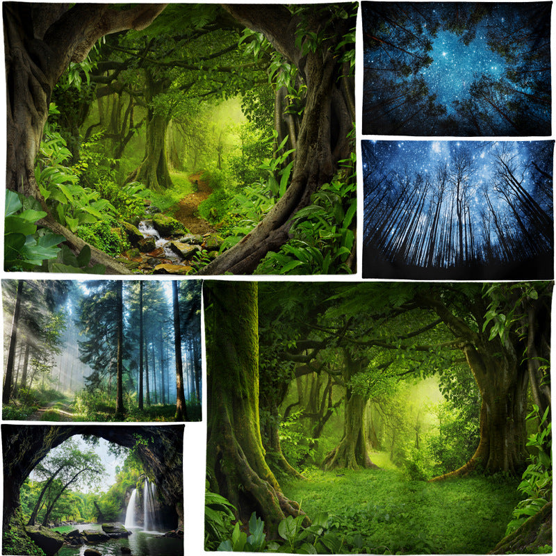 Green Forest Series Tapestry Painting-V Home Decor