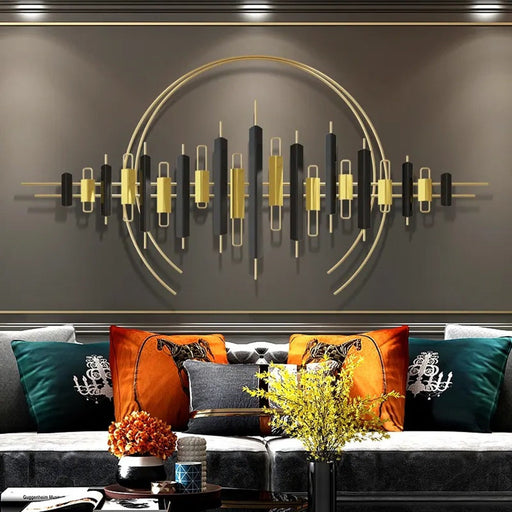 Stripes Wall Decor With Golden Ring 60*1*30