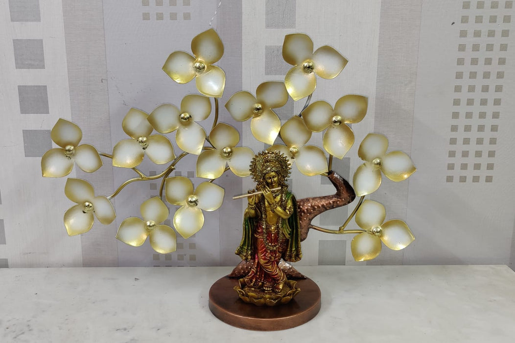 Polyresin Krishna In Metal Tree 14*12
