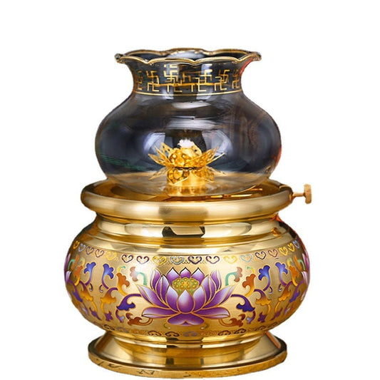 🎁 Cloisonne Decoration Vintage Windproof Butter Lamp Buddha Worship Copper (100% off)