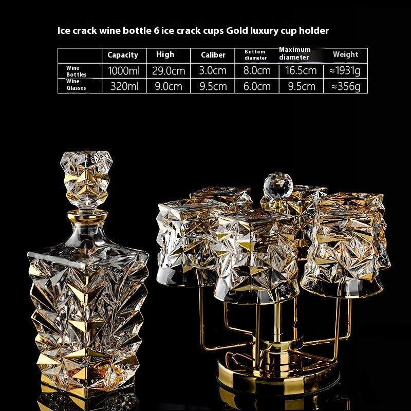 🎁 Luxury Gold Whiskey Shot Glass Wine Bottle Stainless Steel Rotating Cup Holder Gift Set Crystal Glass Wine Glass (100% off)