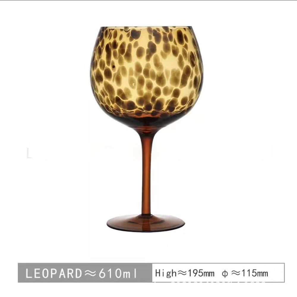 Leopard Print Goblet Vintage Handmade Fashionable Wine Glass