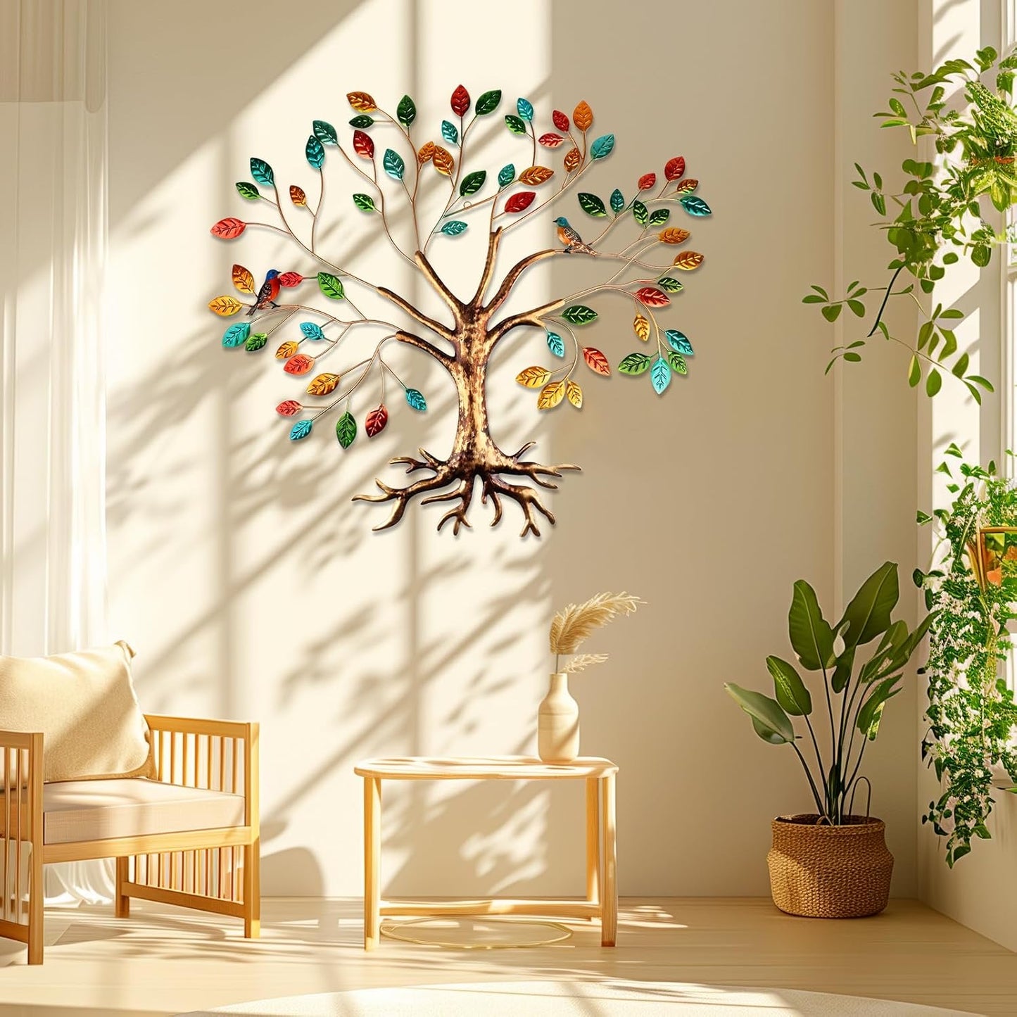 Decorative Metal birds tree Wall Accent