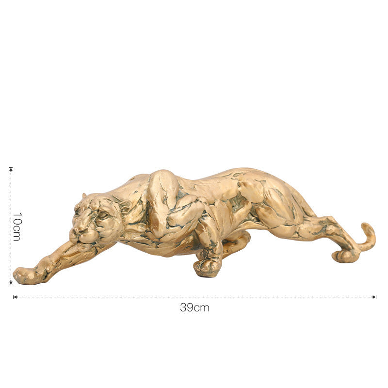 🎁 Abstract Gold Panther Sculpture Geometric Resin Leopard Statue Home Office (100% off)