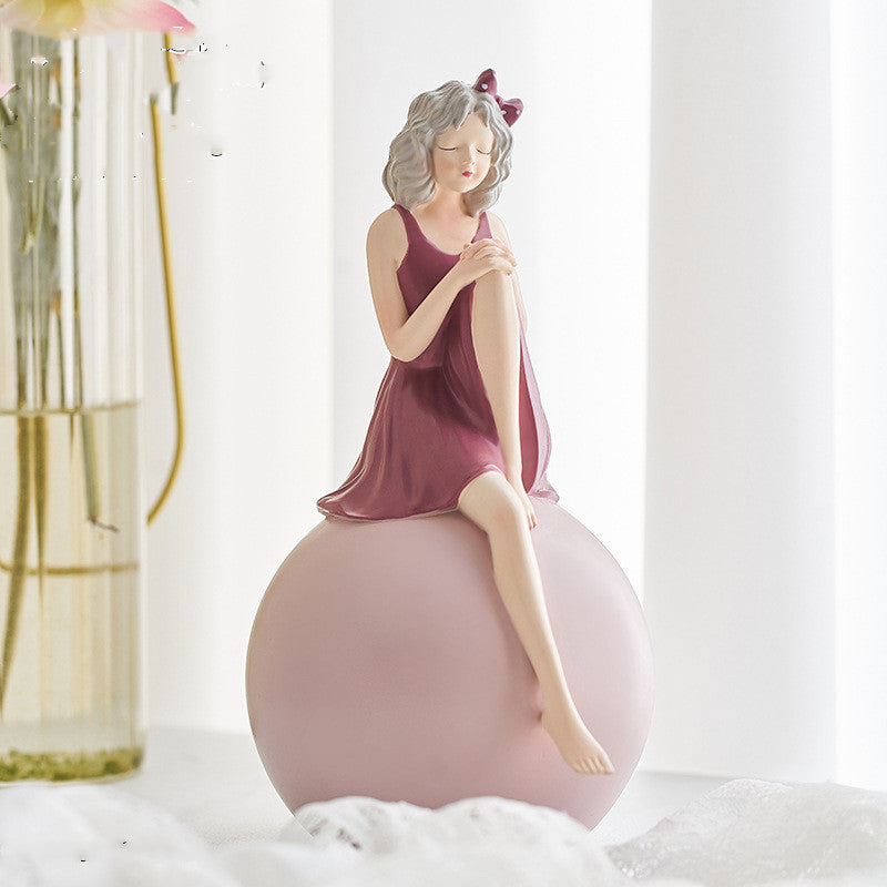 Cute Resin Bubble Girl Character Statue Model Ornaments Home Decoration