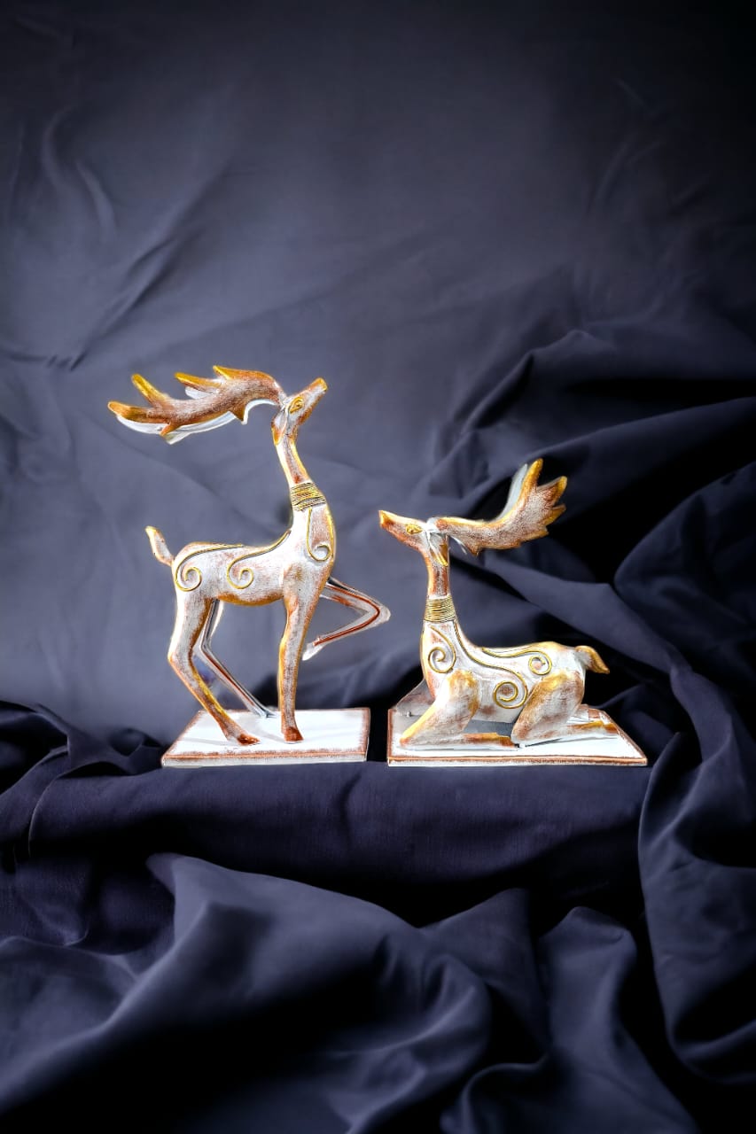 Metal Deer Pair Table Decor 19*14*5