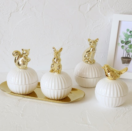 🎁 Animal figurine decor jewelry box squirrel rabbit cat bird crafts gift home decor jar (100% off)